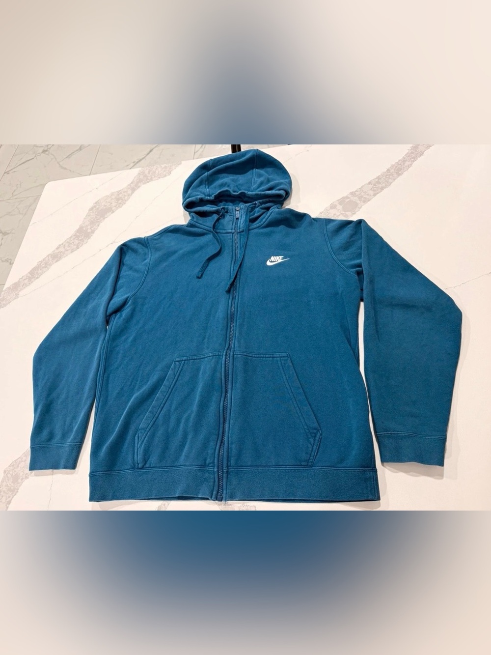 Nike Men’s M Blue Solid Fleece Full Zip Hooded Hoodie w/ Pockets